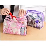 eTya Women Flower PVC Transparent Cosmetic Bag Fashion Girl Travel Make up Toiletry Bags Makeup Organizer Case Tote Bag