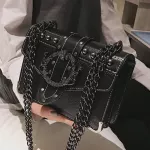European Fashion Fashion Female Square Bag 2020 New Quality Pu Leather Women's Designer Handbag Rivet Lock Chain Shoulder Messenger Bags
