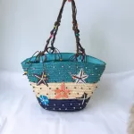 Fashion Hand Woven Straw Bag Summer Sea Star Rattan Beach Bags Large Capacity Shoulder Bag Handbags Tote for Women Ladies