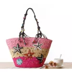 Fashion Hand Woven Straw Bag Summer Sea Star Rattan Beach Bags Large Capacity Shoulder Bag Handbags Tote for Women Ladies