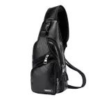Fashion Men Chest Bags Male USB Charging Soft PU Leather Waist Bags Business Men Shoulder Bags Diagonal Package Back