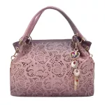 Fashion Ladies Hollow Out Handbag Floral Print Shoulder Bags Ladies Leather Openwork Carved Wild Tote Bags Bolsa Feminina