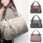 Fashion Ladies Hollow Out Handbag Floral Print Shoulder Bags Ladies Leather Openwork Carved Wild Tote Bags Bolsa Feminina