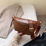 Fashion New Brand PU Leather Chain Waist Bag Bananka Bag on A Belt Leisure Fanny Pack Women Satchel Belly Band Belt Bag