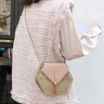 Fashion Hexagon New Mulit Style Straw+PU Chain Messenger Bags Women Summer Rattan Handmade Woven Beach Boho Bags bolso feminina