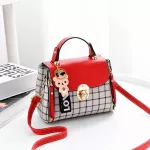 Women Handbag Grid Fe Oulder Bags Cartoon Decoration Pu Tote Plaid Girls' Se Handbag For Women
