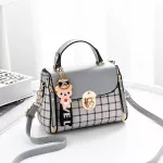 Women Handbag Grid Fe Oulder Bags Cartoon Decoration Pu Tote Plaid Girls' Se Handbag For Women