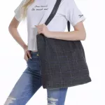 Autumn Winter Women Won Canvas Oulder Bag Ladies Vintage Plaid Handbag Totes Fe Cn Wool Cloth Ng Bags