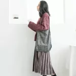 Autumn Winter Women Won Canvas Oulder Bag Ladies Vintage Plaid Handbag Totes Fe Cn Wool Cloth Ng Bags