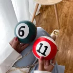 Funny Mini Billiards Bag Women Oulder Bag Letter Printed Round Crossbody Bag Pu Leather Ses For Fe Handbag
