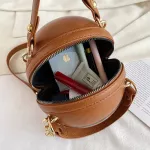 Geoc Basetbl Zip Bags Women's Bag Crossbody Bag Pu Leather Handbags Chain Round Totes Fe Oulder Mes