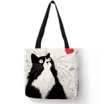 Customized Cute Cat Printing Women Handbag en Tote Bags with Print Logo Ca Traveg Beach Bags