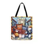 Lely Cat Princed CA Tote EN FABACH BAG CARTOON MEOW Illustration Tote Bag for Women Reusable NG BAG