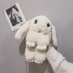 Cute H Bunny Rabbit Women Oulder Bags Cartoon Lady Chains Crossbody Bag Luxury F Fur Mesger Bag SML AMIM SES