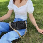 SF Day Clutch Thic Gold Chains PG Clip SE BAG Women Cloud Underarm Oulder Bag Pleated Baguette Pouch Totes Handbag