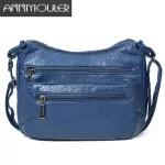 Annmouler Women Oulder Bag Soft Crossbody Bag For Girls Blue Multi-Pocets Mesger Bag Pu Leather Handbag Se