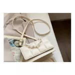 กระเป๋าทรงเหลี่ยม กระเป๋าหนัง หนังนิ่ม ลายตาราง กระเป๋าสะพายข้าง ประดับด้วยสายโซ่ กระเป๋าแฟชั่น กระเป๋าผู้หญิง Cross-Body Bag