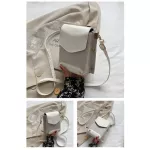 กระเป๋าทรงเหลี่ยม กระเป๋าหนัง หนังนิ่ม กระเป๋าสะพายข้าง ประดับด้วยสายโซ่ กระเป๋าแฟชั่น กระเป๋าผู้หญิง สไตล์เกาหลี สไตล์เกาหลี