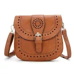 Hollow Out Saddle Bag Bags Hi Quity Soft Brown Pu Leather Women's Handbags Double Pocets Women Crossbody Bag Oulder Bags