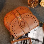 Hollow Out Saddle Bag Bags Hi Quity Soft Brown Pu Leather Women's Handbags Double Pocets Women Crossbody Bag Oulder Bags