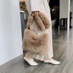 Women Soft F Fur Handbags Cute Winter Clutch Bag Ladies Se Fe Tote Travel H Oulder Bags Chain Winter Bags