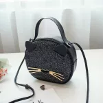 H20 Handbag B Sequin Crossbody Bags For Women Cute Cat Girls Sml Mesger Bag Solid Cr Leather Oulder Bag Bolsas
