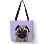 Personized Pug Dog Printed Pin Ple Handbag For Women Girls Soft College Tote Bag Hi Quity En Oulder Bag