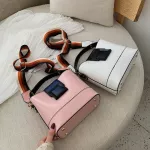 Cr Leather Crossbody Bag For Women Oulder Bag Brand Designer Women Bag Stripe Wide Strap Flap Bucet Bag Handbag 6221