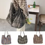 Women Won Canvas Bags I Pattern Vintage Plaid Fe Large Capacity Big Tote Handbag Ladies Ca Oulder Bag