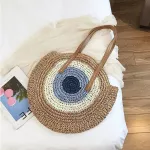 Mmer Round Straw Bags For Women Rattan Oulder Handmade Wen Beach Fe Message Handbag Totes