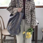 Women Won Canvas Bags I Pattern Vintage Plaid Fe Large Capacity Big Tote Handbag Ladies Ca Oulder Bag