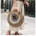 Mmer Round Straw Bags For Women Rattan Oulder Handmade Wen Beach Fe Message Handbag Totes