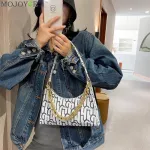 Princed Women Oulder Underarm Bag Lady Travel Pu Tote Handbags for NG Chains Women Lies