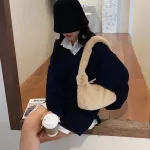 Fluffy Oulder Bags For Women Solid Cr Autumn Winter H Bags Handbag Fe Underarm Bags Soft Warm Fur Bag