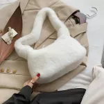 FLUFFY OULDER BAGS for Women Solid CR AUTUMN WINTER H BAGS HANDBAG FE Underarm Bags Soft Warm Fur Bag