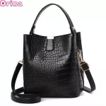 Retro Tor Bucet Bags Women Crocodile Pattern Handbag Capacity Ca Crocodile Oulder Mesger Bags Ladies Pu Se
