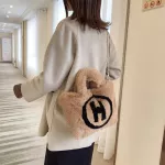 H Tote Bags Chain Women Bags Soft Fluffy Bags New Winter Bags For Women Furry Bags Luxury Handbag Fur Oulders Bags