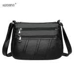 Women Solid Cr Pu Leather Crossbody Bag New Large Capacity Multi Pocet Oulder Bag Fe Retro Pu Handbag