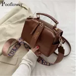 Pooflower Stone Pattern Sml Pu Leathet For Women Vintage Wide Strap Boston Oulder Bags Luxury Hand Crossbody Bag Bolsa Zh215