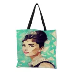 Customize Tote Bag Eco Foldbe Bags With Audrey Hepburn Print Reusable Ng Bags Handbag For Women