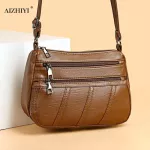 Women Solid Cr Pu Leather Crossbody Bag New Large Capacity Multi Pocet Oulder Bag Fe Retro Pu Handbag