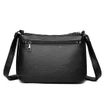 Women Solid Cr Pu Leather Crossbody Bag New Large Capacity Multi Pocet Oulder Bag Fe Retro Pu Handbag