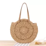 Round Straw Beach Bag Vintage Handmade Wen Oulder Bag Raffia Circle Rattan Bags Bohian Mmer Vtion Ca Bags