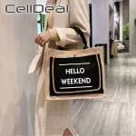 Mmer Natur En Luxury Tote Large Capacity "hello Weeend"fe Ca Oulder Bag Daily Handbag Beach Ng Bag