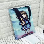 Cartoom Cute Girl Printed Women Canvas Oulder Bag Fe Tote Handbag Large Capacity Eco Reusable Ng Bags Sve Pocet