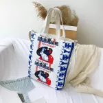 Vintage Rabbit Women Canvas Mesger Bag Large Capacity Girl Oulder Bags Ladies Reusable NG Bag Tote Handbags