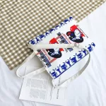 Vintage Rabbit Women Canvas Mesger Bag Large Capacity Girl Oulder Bags Ladies Reusable NG Bag Tote Handbags