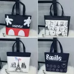 Ca Canvas Tote Handbag Women Cartoon Eiffel Tower Oulder Bag Fe Beach Bag Oulder Bag Lady Bb489