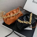 Pleated Crossbody Bags For Women Stone Pattern Retro Pu Leather Oulder Mesger Bag Solid Cr Fe Chain Handbags