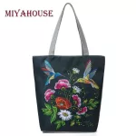 Miyahouse Vintage Flor Print Women Beach Bags Canvas Fe Tote Handbags Birds Design Lady Oulder Bags Ng Bag